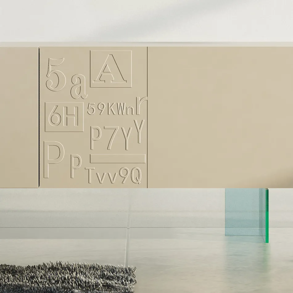 Wohnzimmer-Sideboard aus matt lackiertem MDF und Glas Made in Italy - Ninetta Viadurini