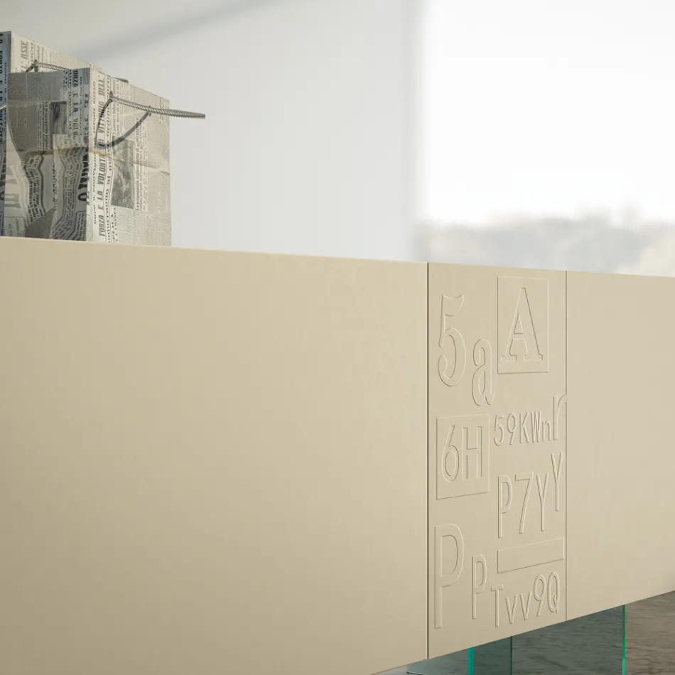 Wohnzimmer-Sideboard aus matt lackiertem MDF und Glas Made in Italy - Ninetta Viadurini