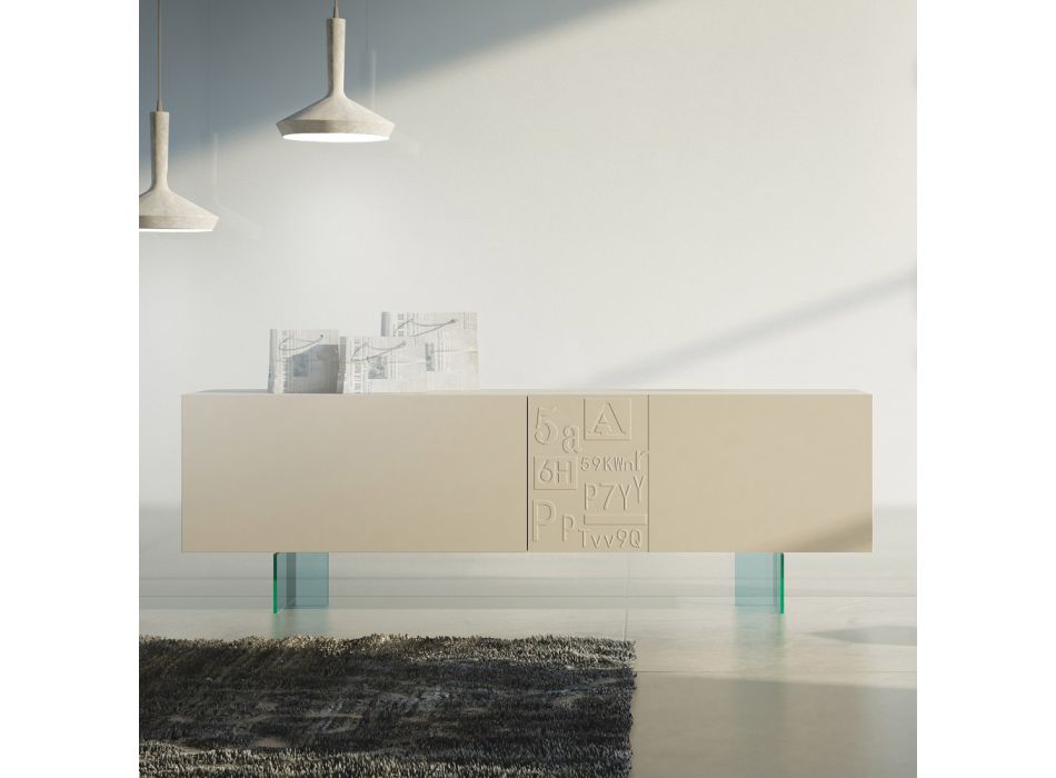Wohnzimmer-Sideboard aus matt lackiertem MDF und Glas Made in Italy - Ninetta Viadurini