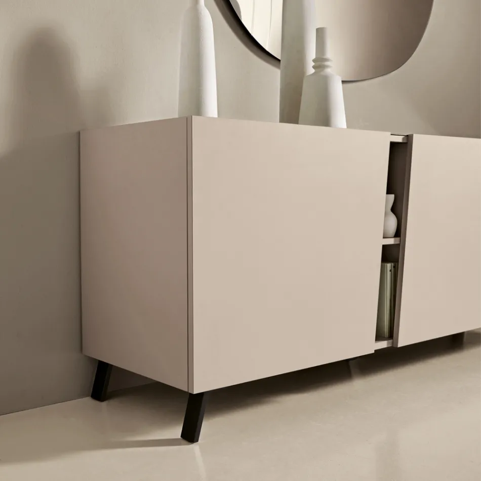 Stand-Sideboard mit drei Flügeltüren aus italienischem Melamin - Calia Viadurini