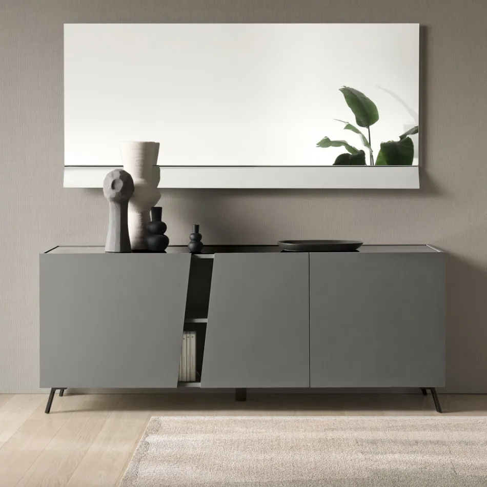 Stand-Sideboard mit drei Flügeltüren aus italienischem Melamin - Calia Viadurini