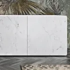 Wohnzimmer-Sideboard mit 3 Türen in Carrara-Marmor-Finish, hergestellt in Italien – Finn Viadurini