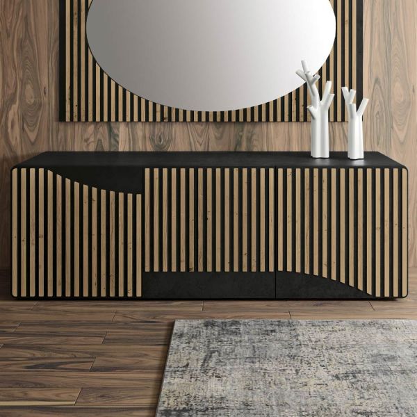 Wohnzimmer-sideboard mit 3 türen in nordischer eichenoptik – linda