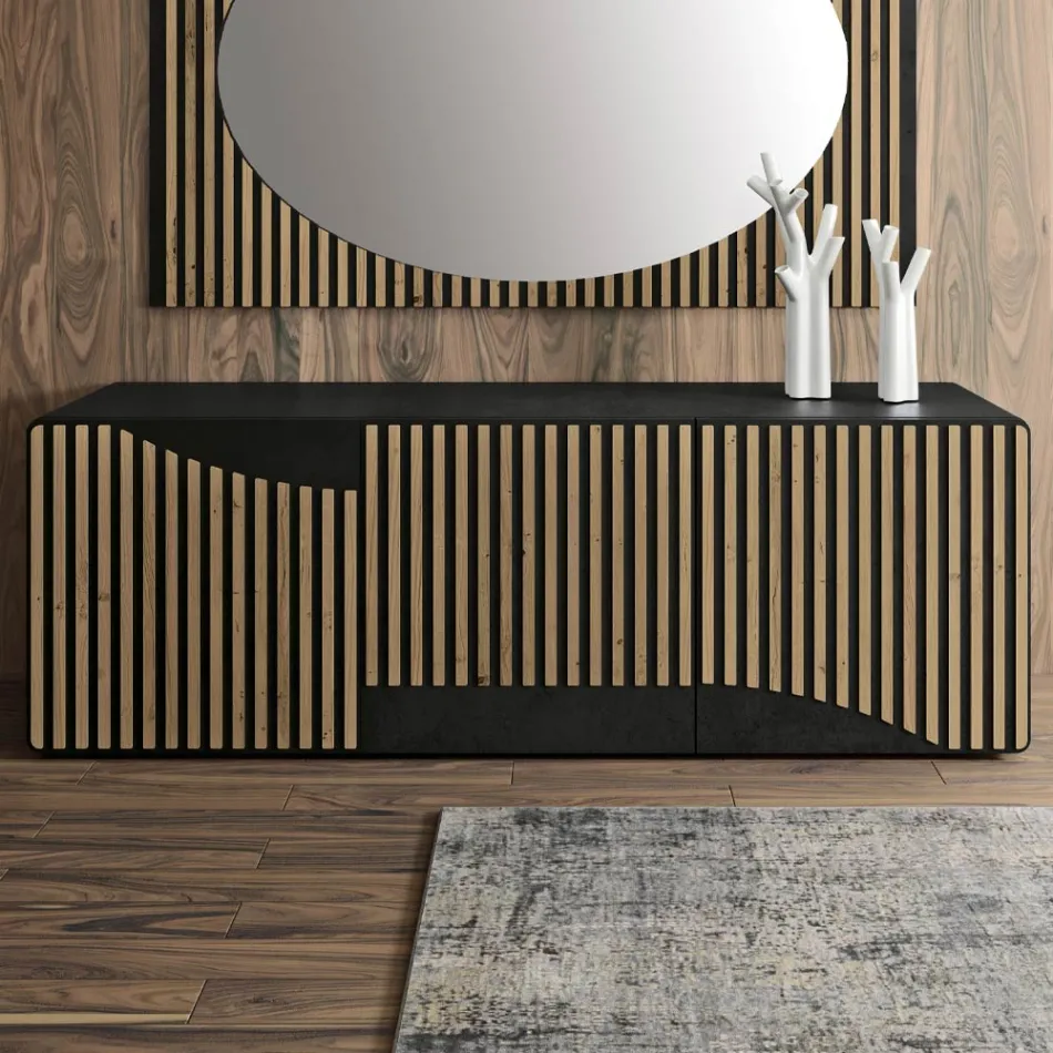 Wohnzimmer-Sideboard mit 3 Türen in nordischer Eichenoptik – Linda Viadurini