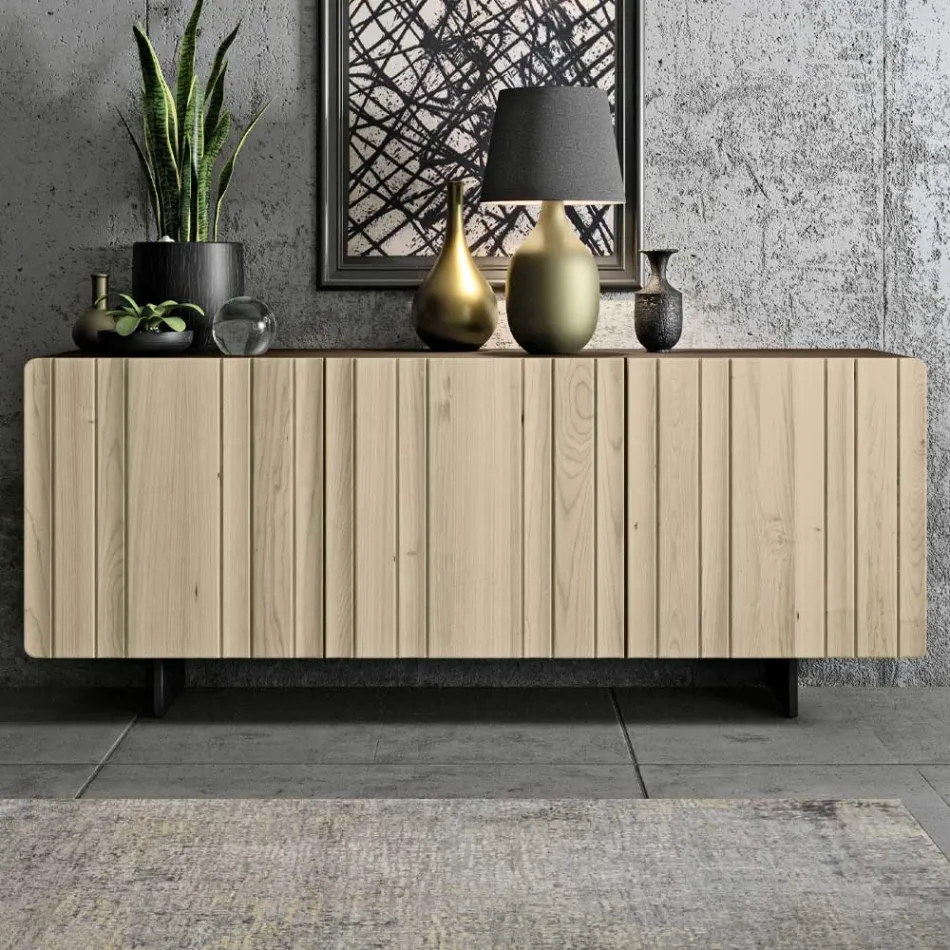 Wohnzimmer-Sideboard mit 3 Türen in Sand-Finish, hergestellt in Italien – Jan Viadurini