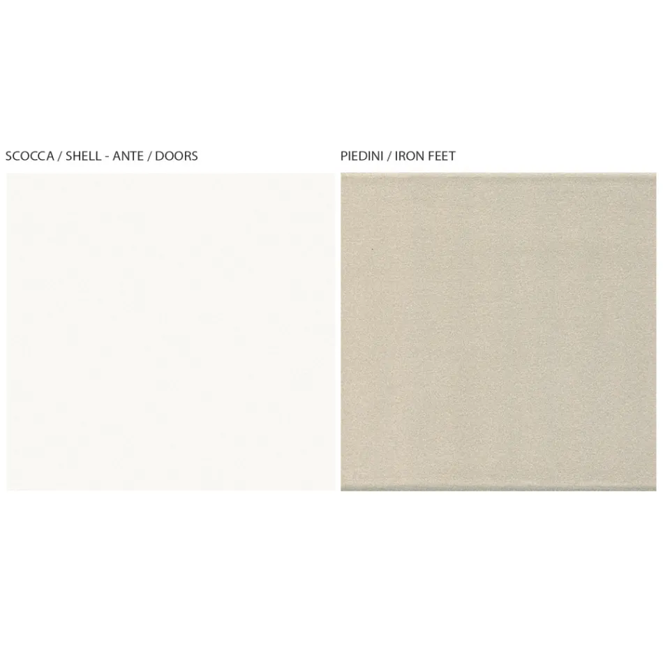 Wohnzimmer-Sideboard mit 4 Türen in Weiß und Canaletto-Finish, hergestellt in Italien – Any Viadurini