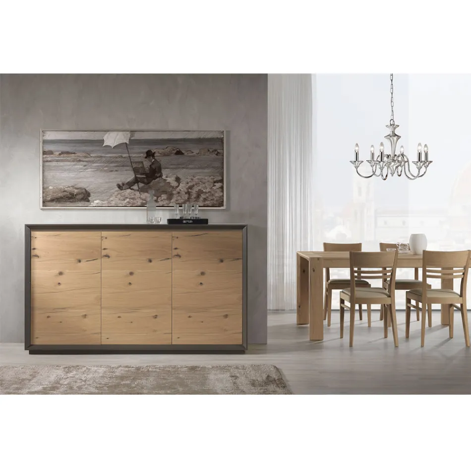 Sideboard furniert auf Pappelspanplatte, hergestellt in Italien – Latona Viadurini