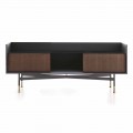 Sideboard in Anthrazit-Finish mit Glasplatte, Precious Made in Italy - Tonic