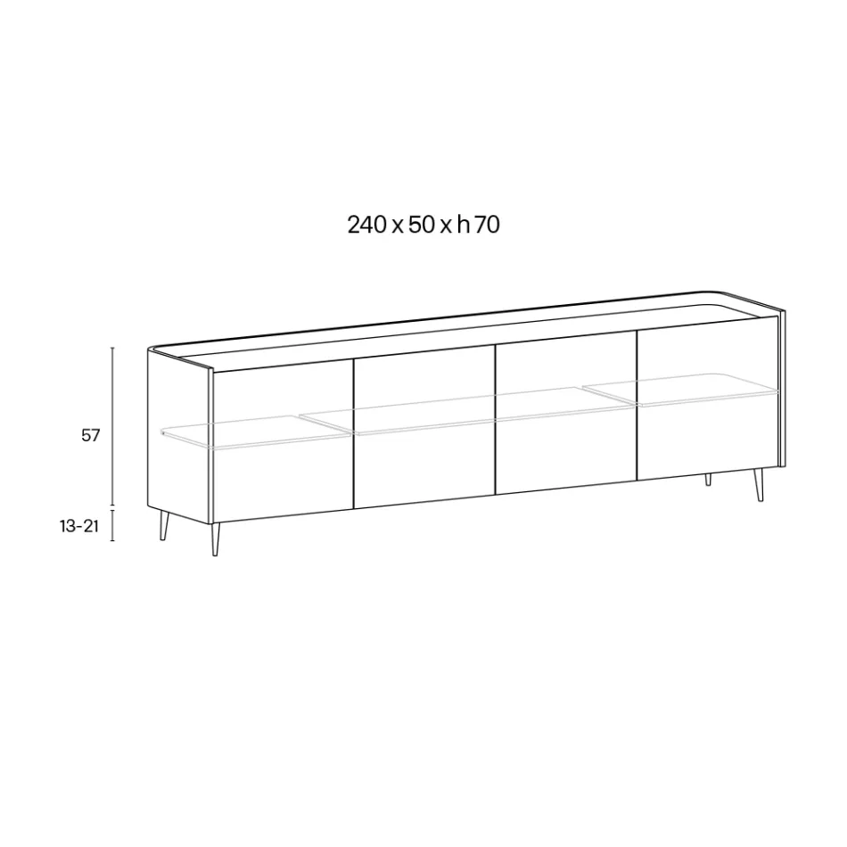 Gebogenes Sideboard aus lackiertem Holz mit bronzefarbenen Glastüren, hergestellt in Italien – Lyra Viadurini