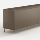 Exklusiv designtes, platinlackiertes, gebogenes Holz-Sideboard, hergestellt in Italien – Lyra Viadurini