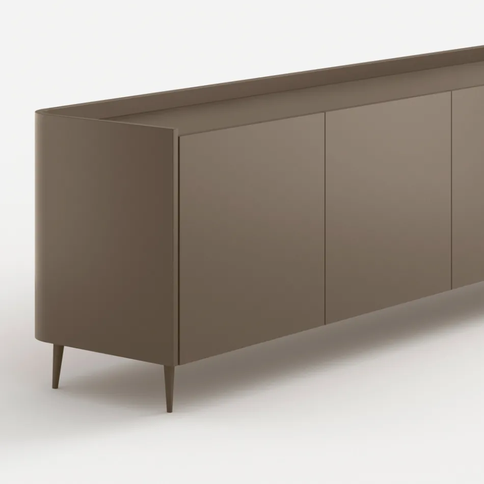 Exklusiv designtes, platinlackiertes, gebogenes Holz-Sideboard, hergestellt in Italien – Lyra Viadurini