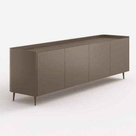 Exklusiv designtes, platinlackiertes, gebogenes Holz-Sideboard, hergestellt in Italien – Lyra Viadurini