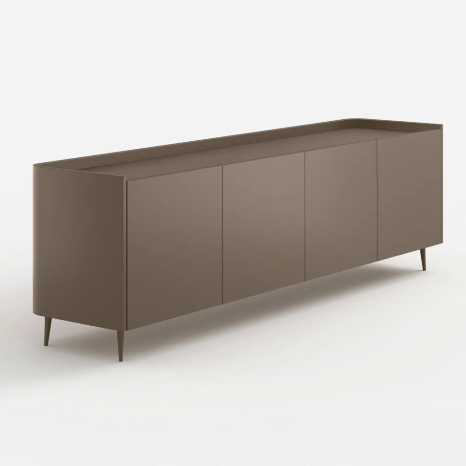 Exklusiv designtes, platinlackiertes, gebogenes Holz-Sideboard, hergestellt in Italien – Lyra Viadurini