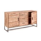 Sideboard aus Akazienholz und Stahl 2 Türen und 3 Schubladen Homemotion - Aimune Viadurini