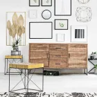 Sideboard aus Akazienholz und Stahl 2 Türen und 3 Schubladen Homemotion - Aimune Viadurini