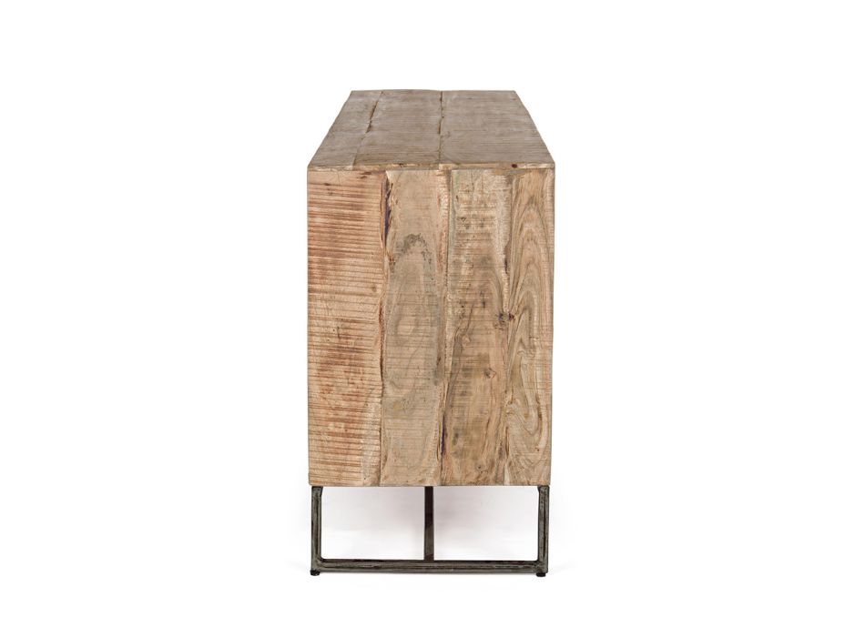 Sideboard aus Akazienholz und Stahl 2 Türen und 3 Schubladen Homemotion - Aimune Viadurini