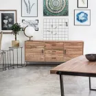 Sideboard aus Akazienholz und Stahl 2 Türen und 3 Schubladen Homemotion - Aimune Viadurini