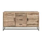Sideboard aus Akazienholz und Stahl 2 Türen und 3 Schubladen Homemotion - Aimune Viadurini