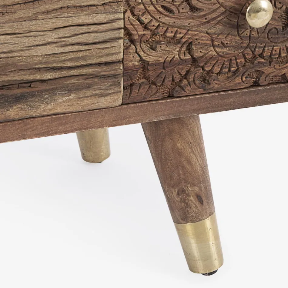 Sideboard aus Mangoholz 2 Türen 4 Schubladen Ethnischer Stil Homemotion - Aurier Viadurini