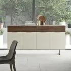 Sideboard aus ökologischem Holz mit 4 Türen mit Schubladen und Eschenplatte - Tamara Viadurini