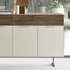 Sideboard aus ökologischem Holz mit 4 Türen mit Schubladen und Eschenplatte - Tamara Viadurini