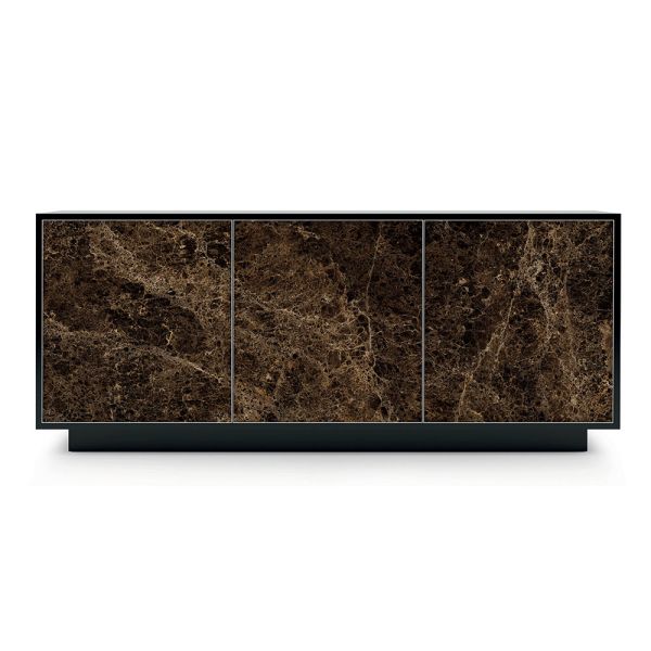 Sideboard aus lackiertem holz mit 2 oder 3 keramiktüren made in italy - fiorenza