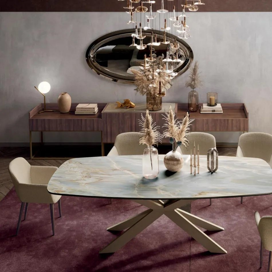 Sideboard aus Tannenholzplatte mit Canaletto-Walnussfurnier – Salerno Viadurini