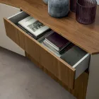 Sideboard aus Mdf mit 2 Türen und 2 hervorstehenden Schubladen schräge Seiten - Caspiter Viadurini