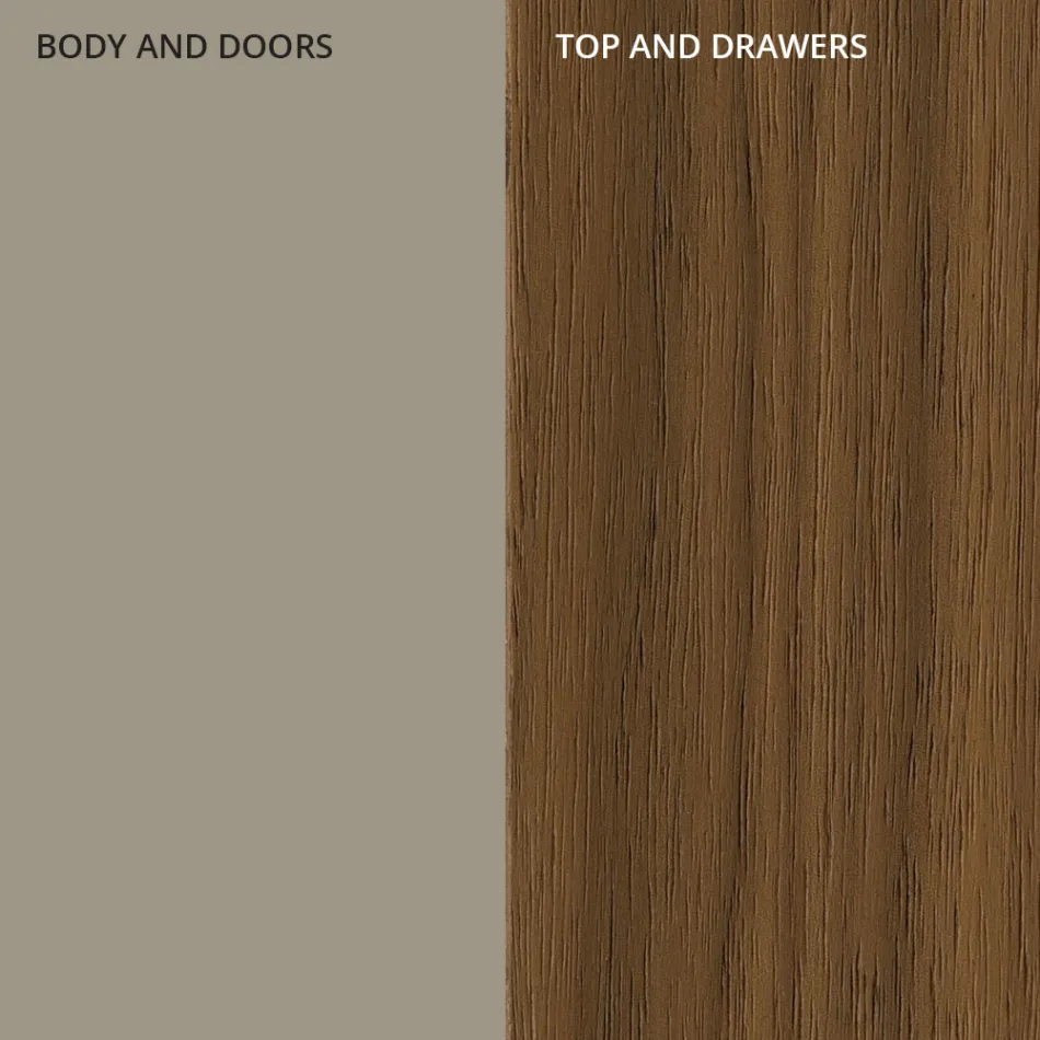 Sideboard aus Mdf mit 2 Türen und 2 hervorstehenden Schubladen schräge Seiten - Caspiter Viadurini