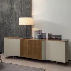 Sideboard aus Mdf mit 2 Türen und 2 hervorstehenden Schubladen schräge Seiten - Caspiter Viadurini