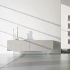 Sideboard aus hellgrauem MDF mit Glasfüßen Made in Italy - Germena Viadurini