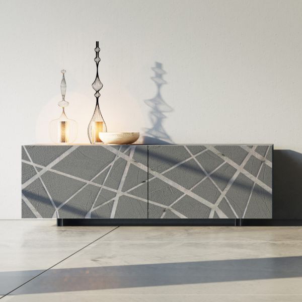 Sideboard aus matt schlammlackiertem mdf mit sockelgestell made in italy - arise