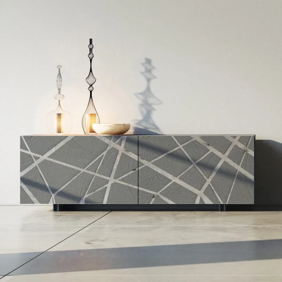 Sideboard aus matt schlammlackiertem MDF mit Sockelgestell Made in Italy - Arise Viadurini