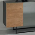 Sideboard aus Melamin mit 3 Eichentüren und Spiegel Made in Italy - Romina Viadurini