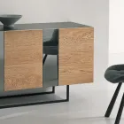 Sideboard aus Melamin mit 3 Eichentüren und Spiegel Made in Italy - Romina Viadurini