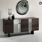 Sideboard aus Melamin mit 3 Eichentüren und Spiegel Made in Italy - Romina Viadurini