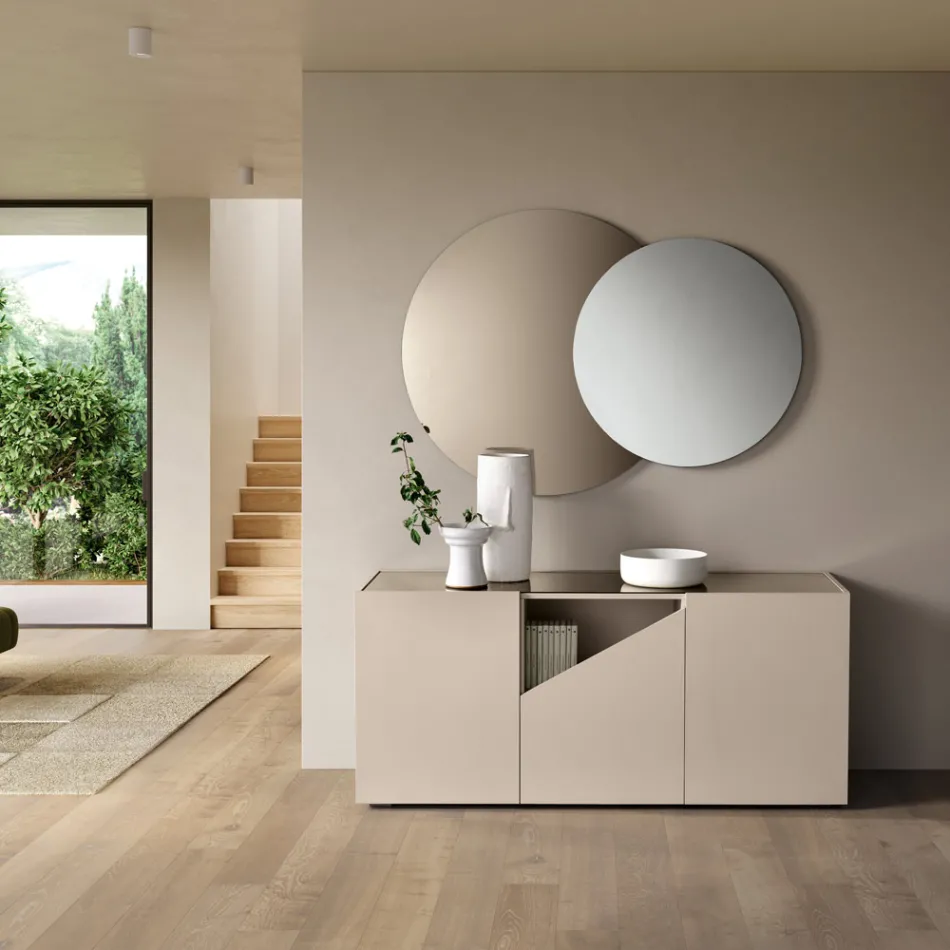 Stand-Sideboard aus Melamin mit diagonalem Schnitt, hergestellt in Italien - Seta Viadurini