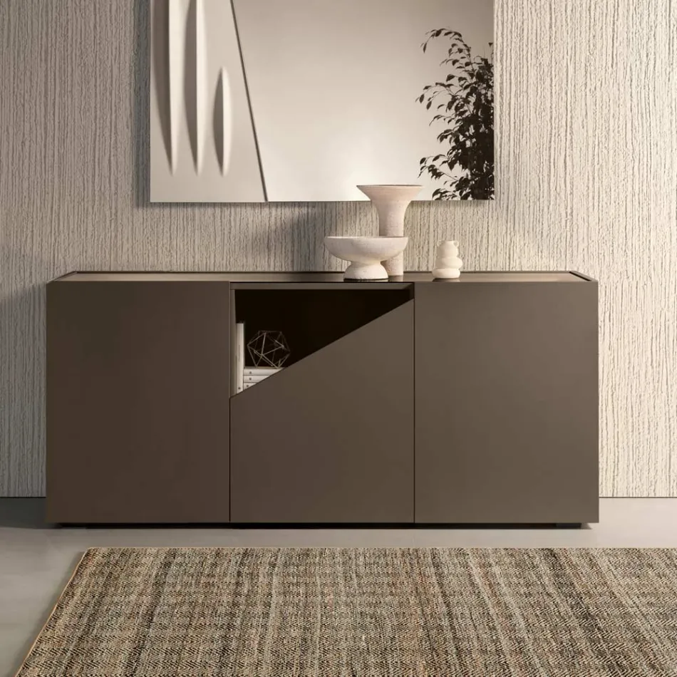 Stand-Sideboard aus Melamin mit diagonalem Schnitt, hergestellt in Italien - Seta Viadurini