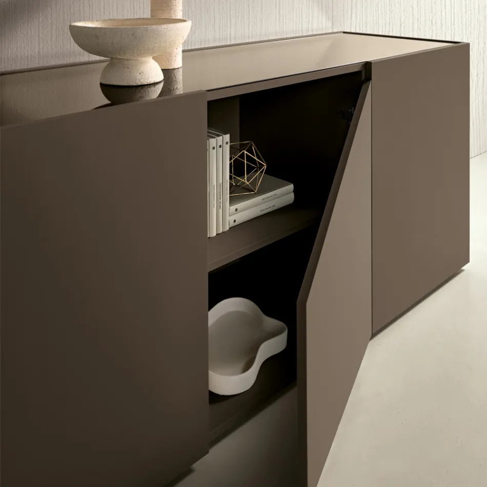 Stand-Sideboard aus Melamin mit diagonalem Schnitt, hergestellt in Italien - Seta Viadurini