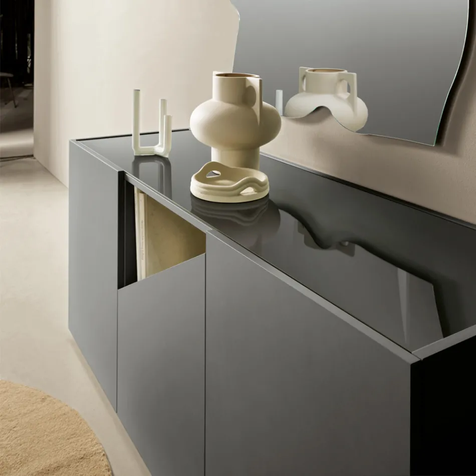 Stand-Sideboard aus Melamin mit diagonalem Schnitt, hergestellt in Italien - Seta Viadurini