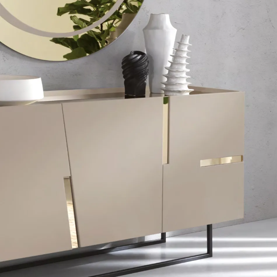 Madia in Melamin und MDF mit Laminateinsätzen Made in Italy - Gordita Viadurini