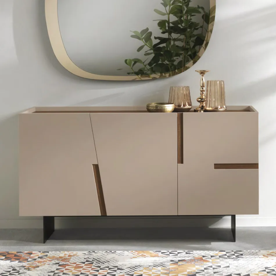 Madia in Melamin und MDF mit Laminateinsätzen Made in Italy - Gordita Viadurini