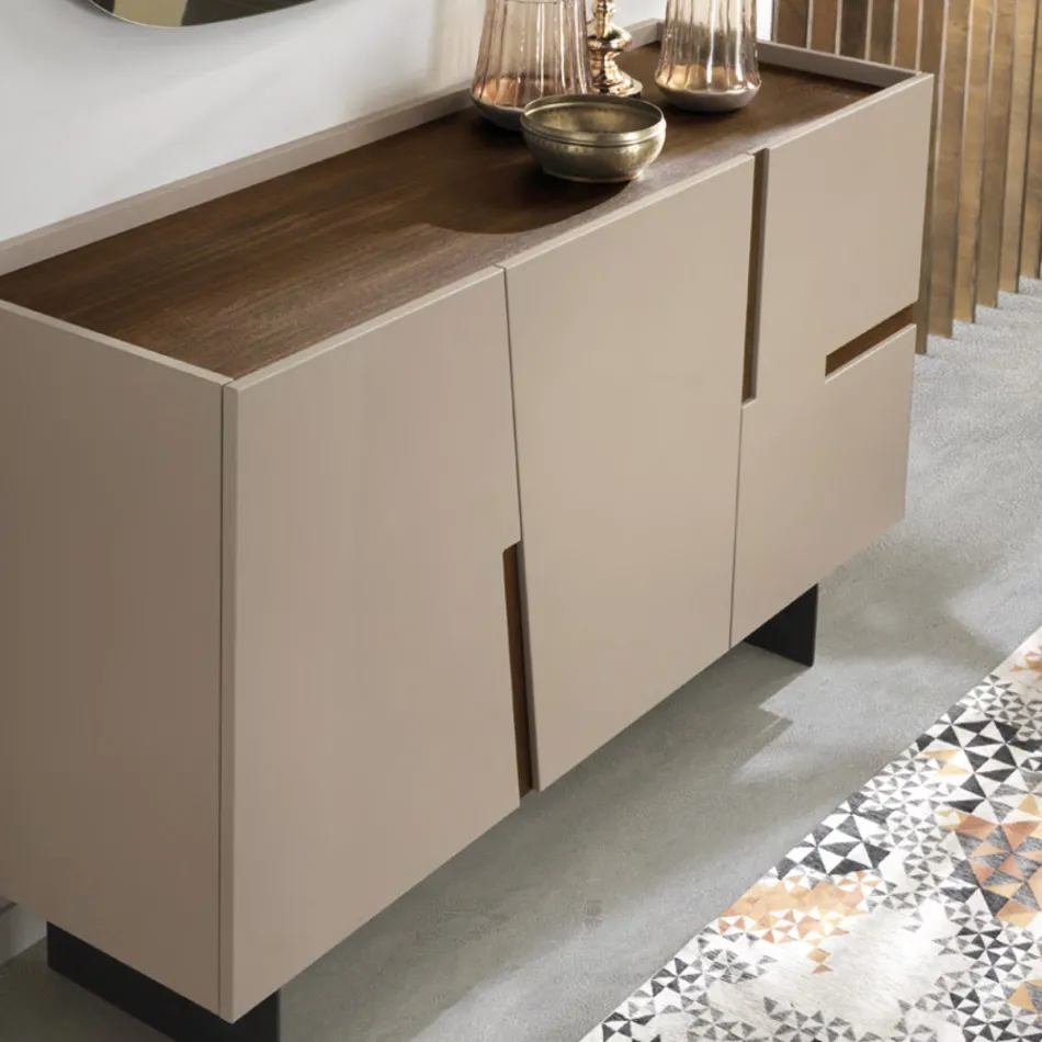 Madia in Melamin und MDF mit Laminateinsätzen Made in Italy - Gordita Viadurini
