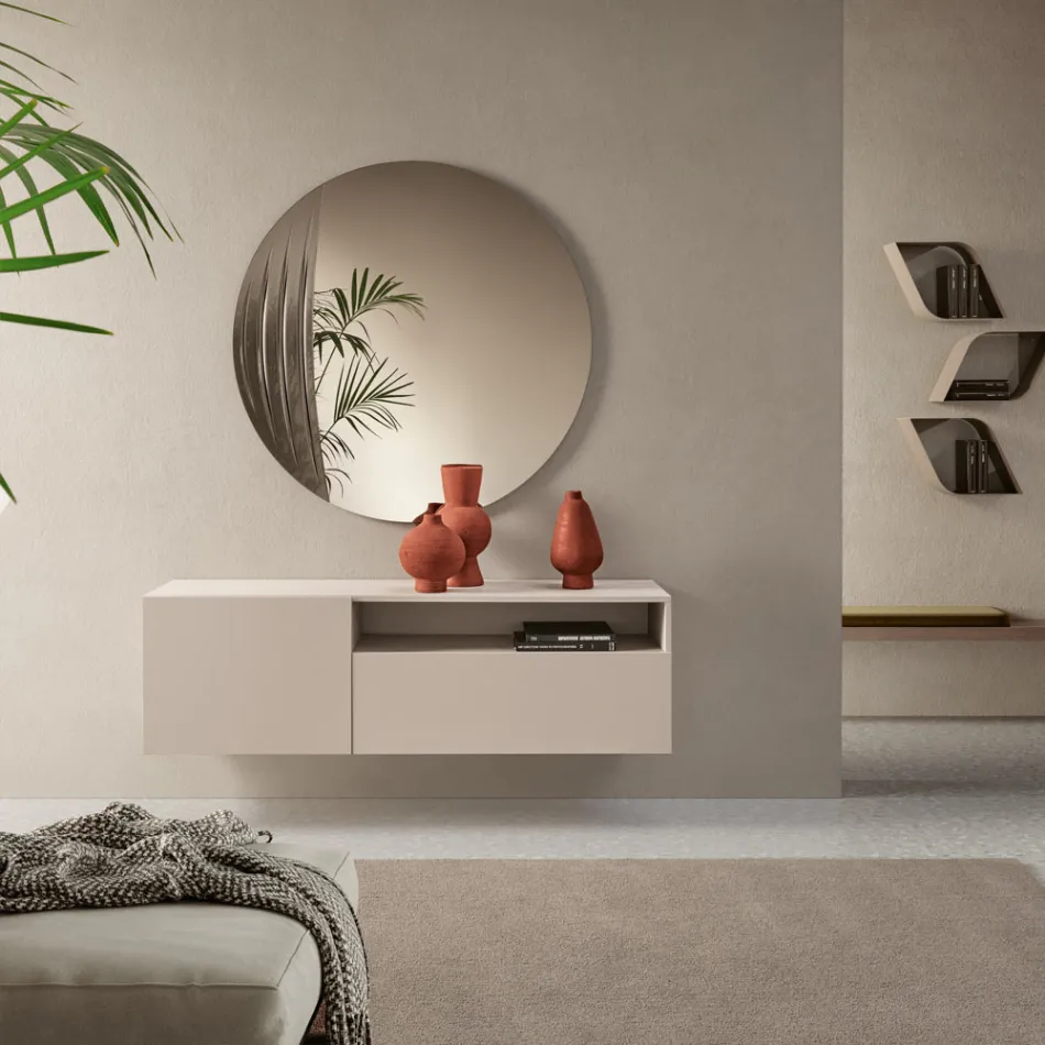 Miral Hänge-Sideboard aus Melamin in zwei Farben, hergestellt in Italien Viadurini