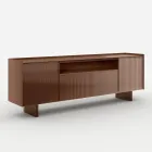 Sideboard aus rückseitig lackiertem Glas mit Massivholzprofil, hergestellt in Italien - Lutea Viadurini