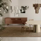Sideboard aus rückseitig lackiertem Glas mit Massivholzprofil, hergestellt in Italien - Lutea Viadurini