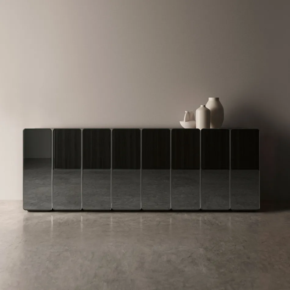 Modernes, verspiegeltes Holz-Sideboard mit elegantem Design, hergestellt in Italien - Ester Viadurini