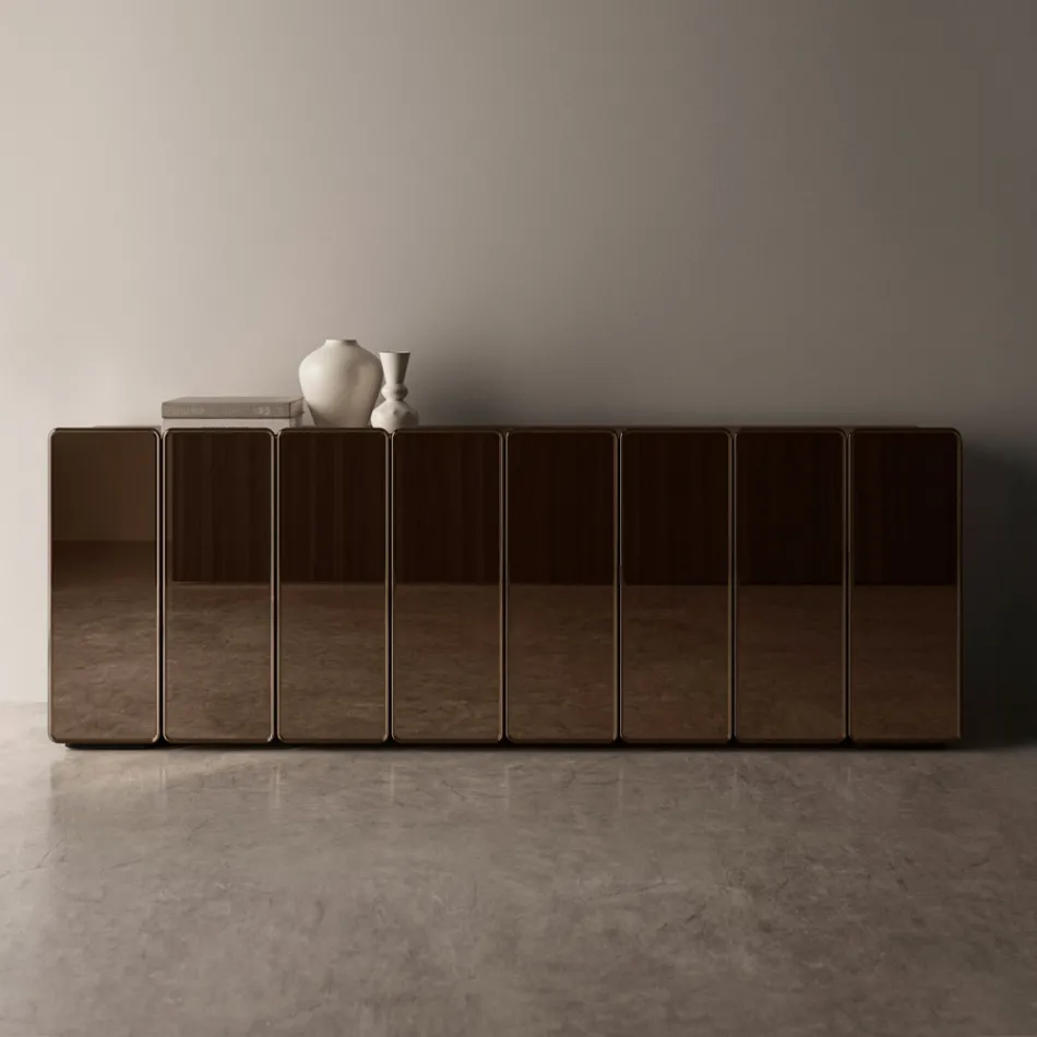 Modernes, verspiegeltes Holz-Sideboard mit elegantem Design, hergestellt in Italien - Ester Viadurini