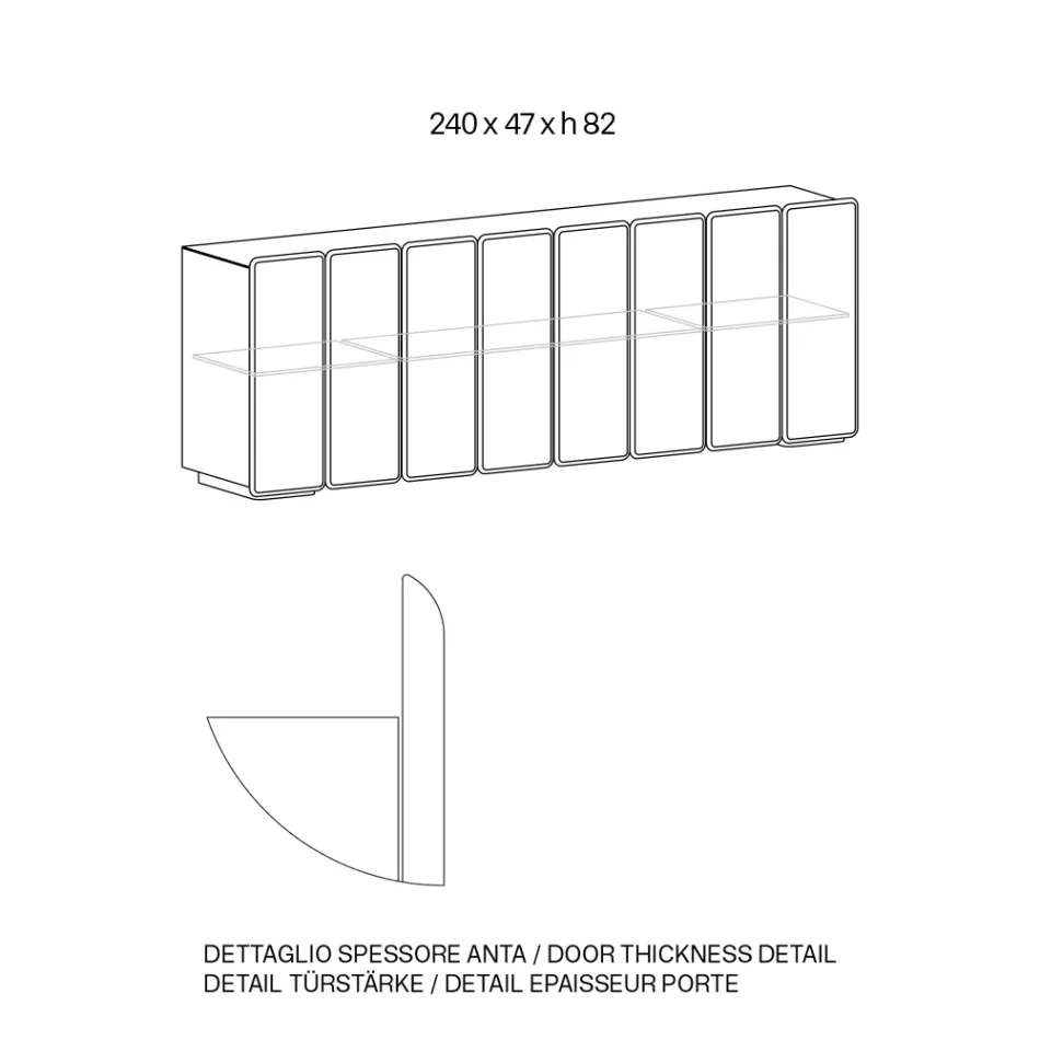 Elegant gestaltetes, modernes Sideboard aus Holz mit Spiegelfront, hergestellt in Italien – Ester Viadurini