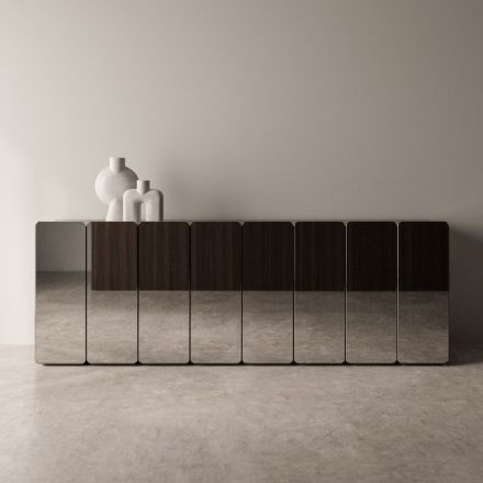 Modernes, verspiegeltes Holz-Sideboard mit elegantem Design, hergestellt in Italien - Ester Viadurini